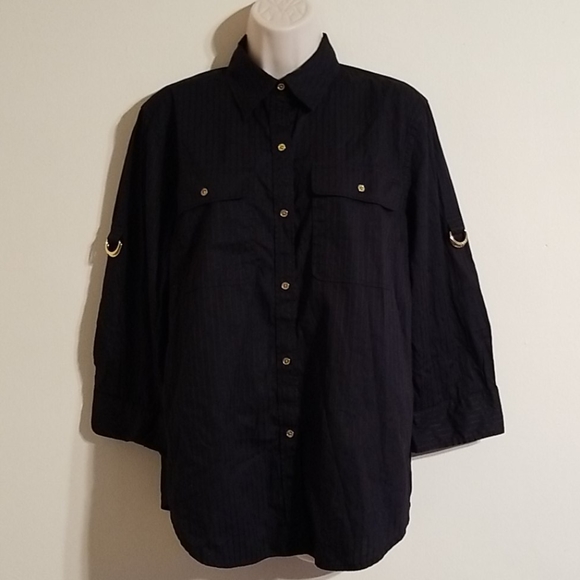 Lauren Ralph Lauren women's black with gold blouse - Picture 11 of 17